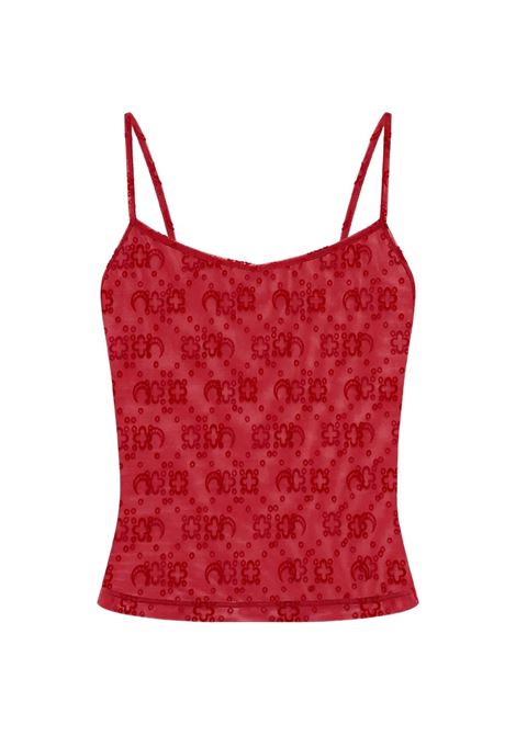 top moonogram mesh flock straps donna rosso MARINE SERRE | WTO514ACJER0005RD11